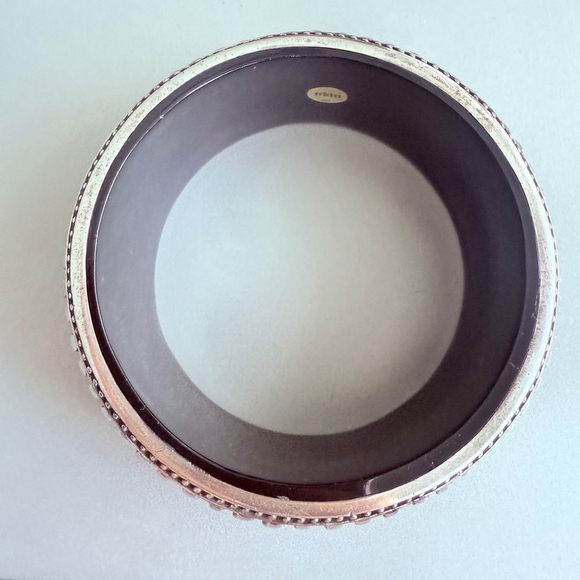 BIG Miriam Salat Mirim 34mm Black Resin Sterling Silver 925 Bangle Cuff Bracelet - Picture 5 of 10